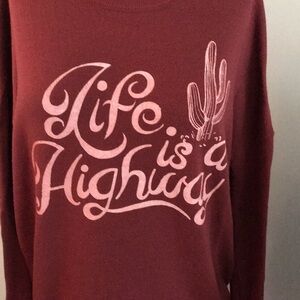Lyric Culture LIFE IS A HIGHWAY Lyric Sweatshirt Size Medium